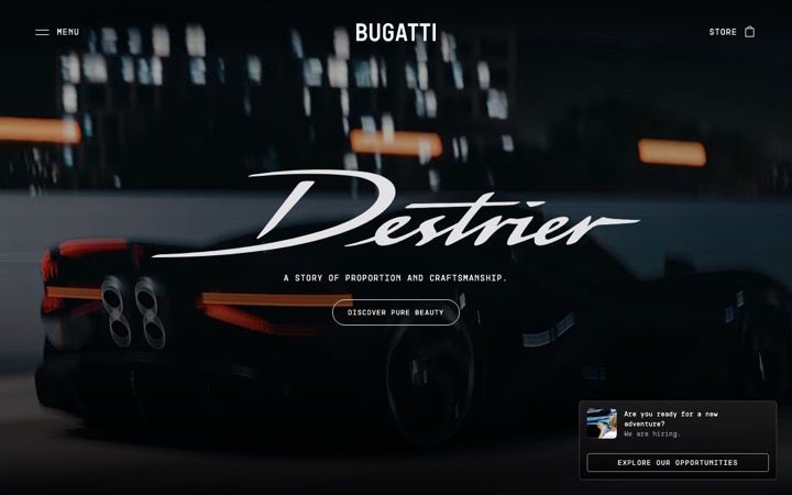 The bugatti homepage