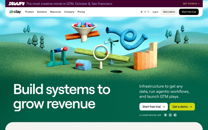 The clay homepage