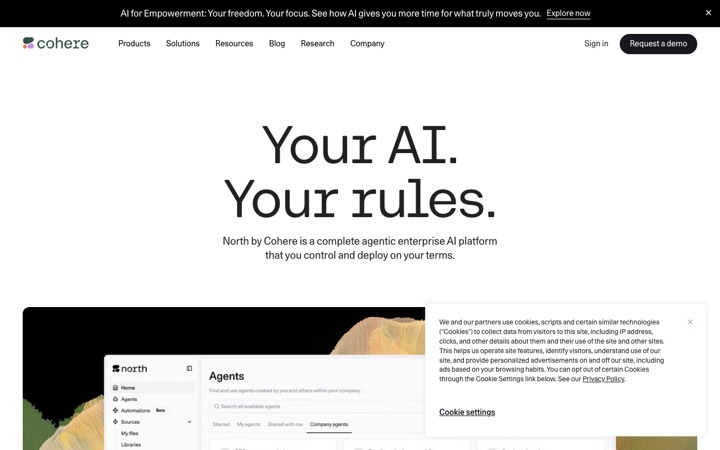 The cohere homepage