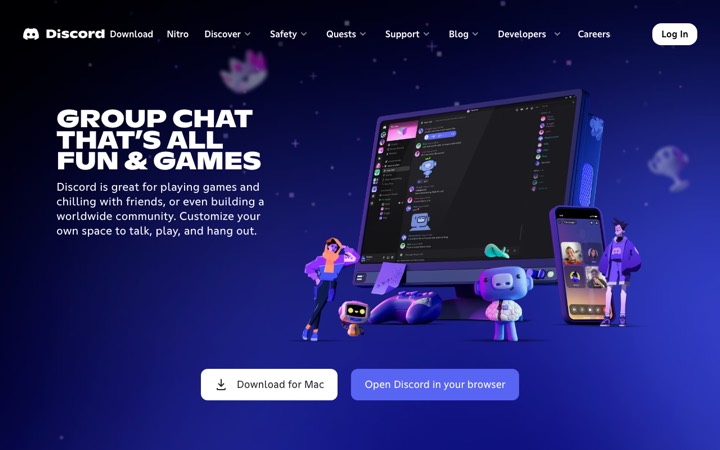 The discord homepage