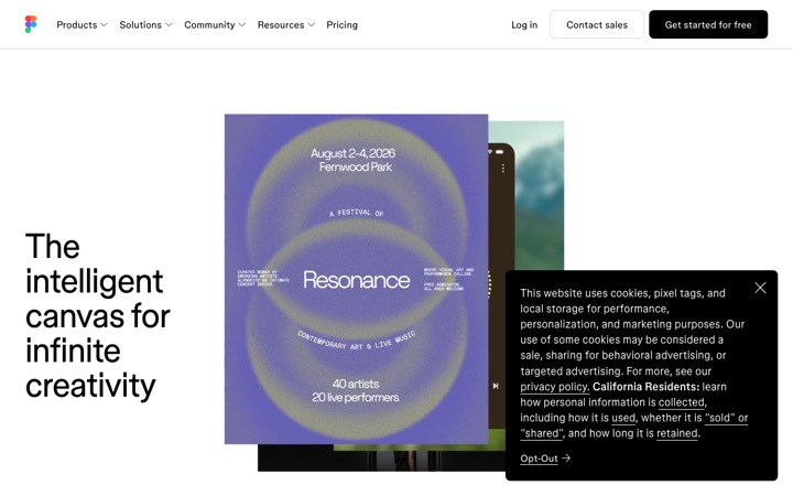 The figma homepage