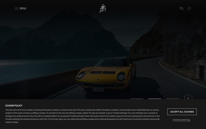 The lamborghini homepage