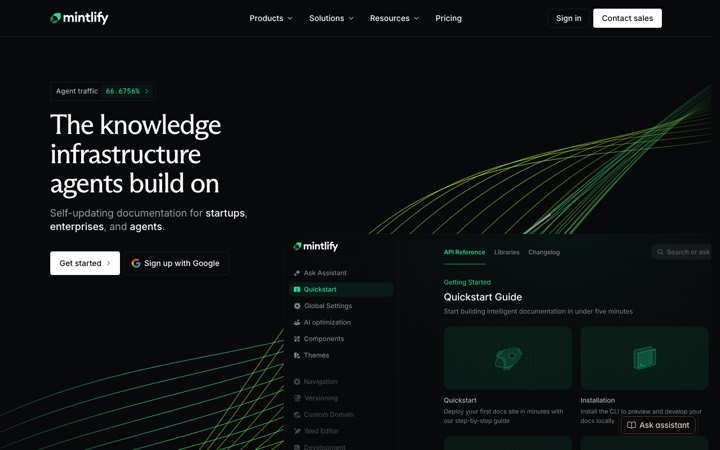 The mintlify homepage