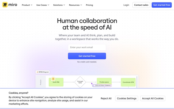 The miro homepage