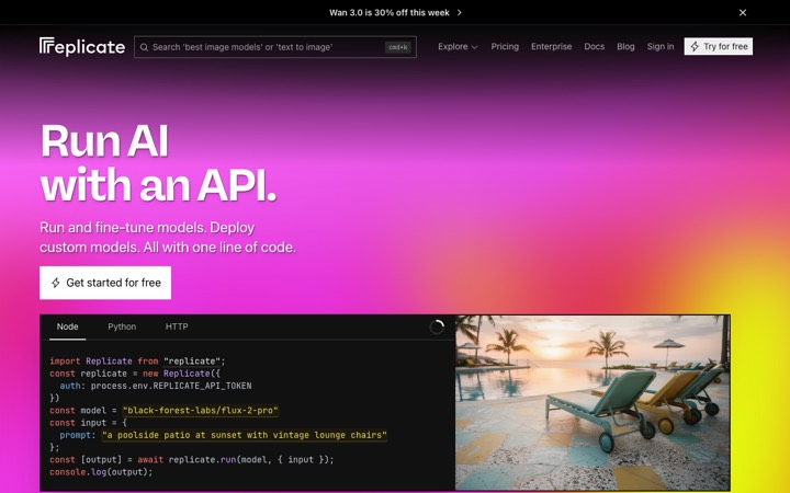 The replicate homepage