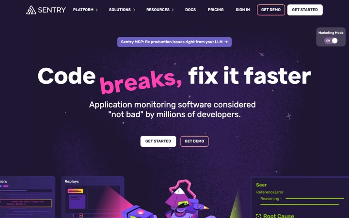 The sentry homepage