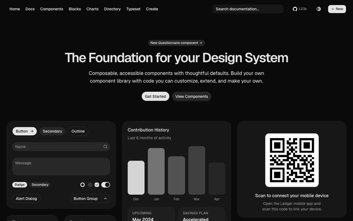 The shadcn homepage