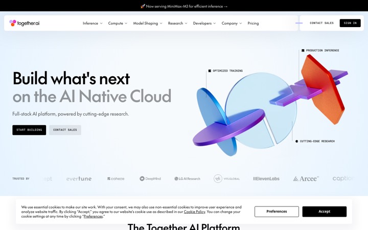 The together ai homepage